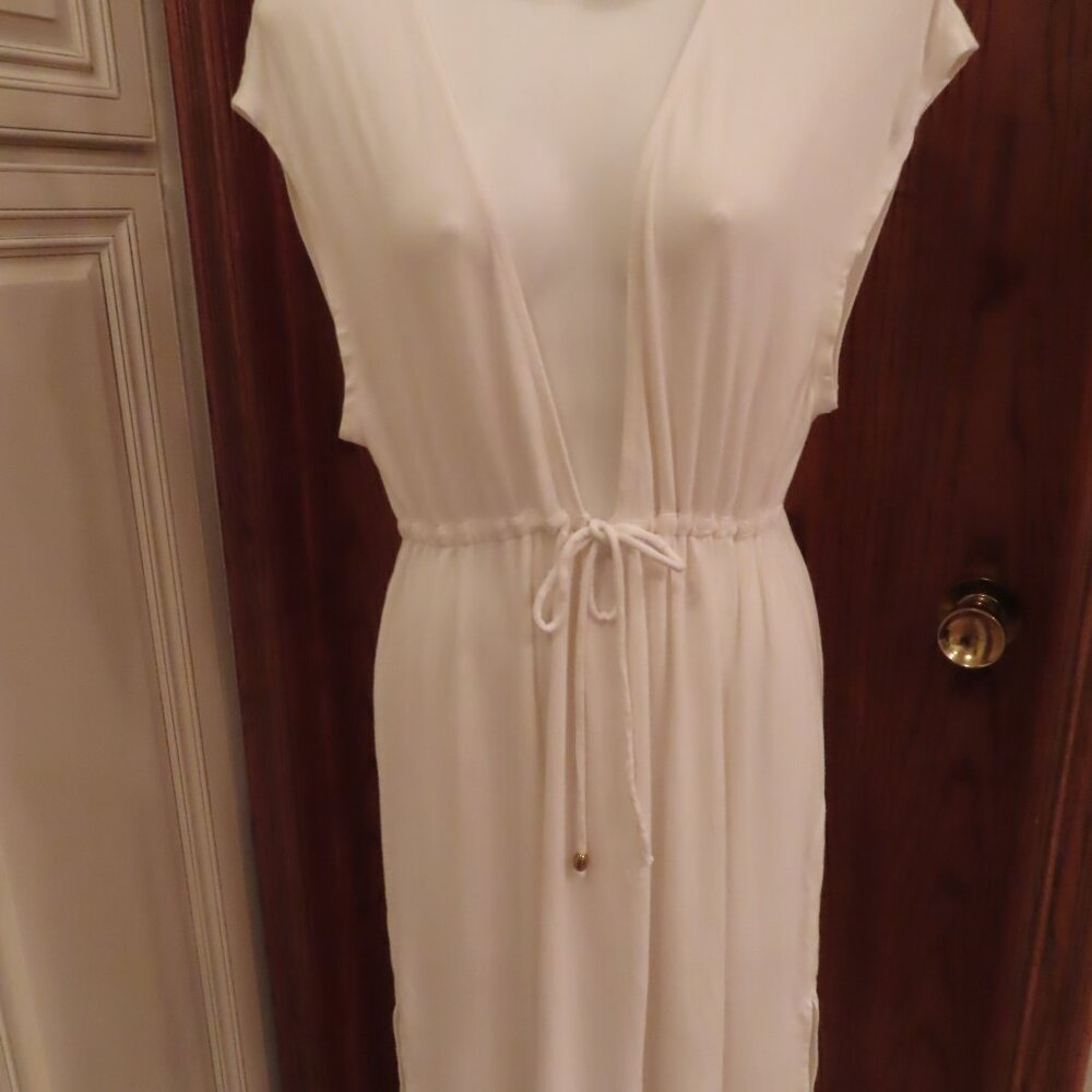 WHITE JERSEY BEACH SWIMSUIT COVER UP